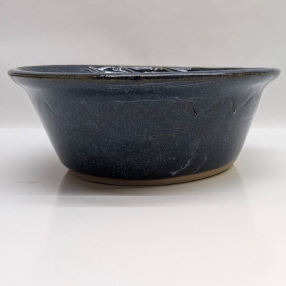 Art Pottery Apple Bell Pepper Baking Dish Blue Glaze Signed - Picture 1 of 15